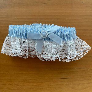 Blue and white garter